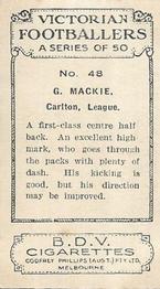 1933 Godfrey Phillips Victorian Footballers (A Series of 50) #48 Gordon Mackie Back
